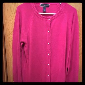 Pink cardigan sweater